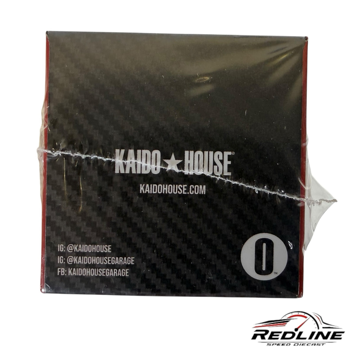 Redline Speed Diecast branded Kaido House packaging box with carbon fiber pattern and white logo text