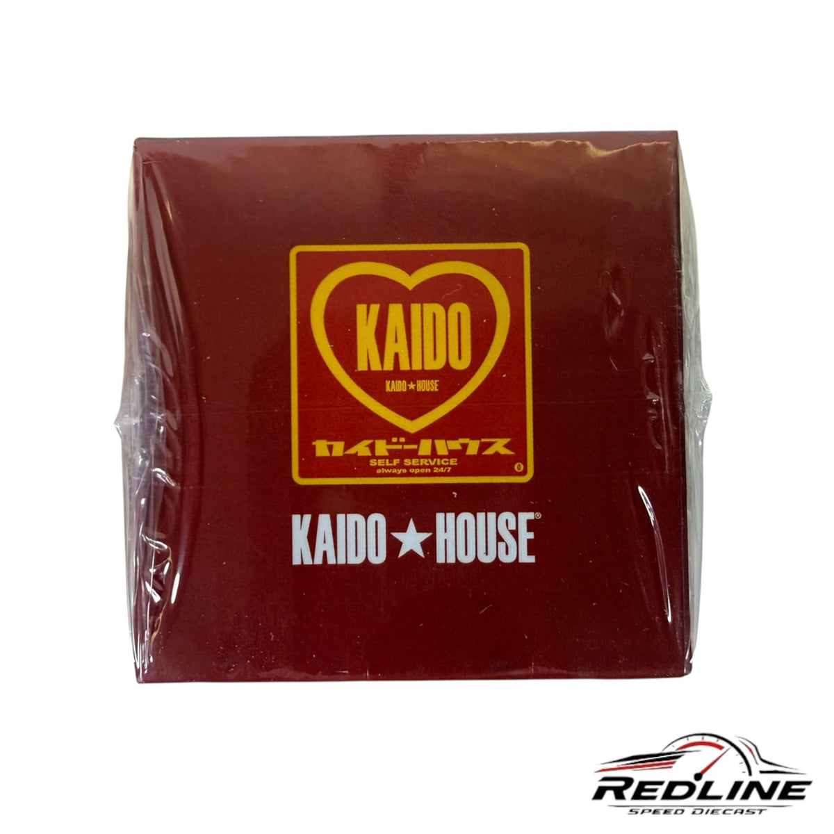 Redline Speed Diecast packaging box for Kaido House Datsun 510 model featuring a red design with yellow heart logo