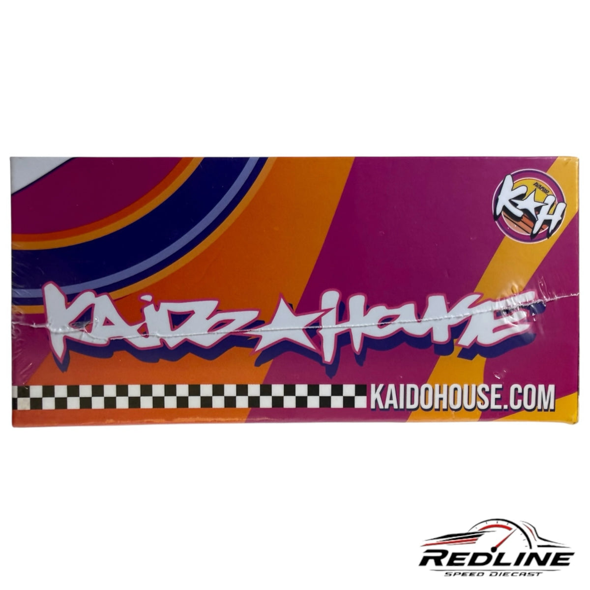 Redline Speed Diecast packaging for Kaido House Datsun 510 Wagon featuring vibrant pink and orange graphic design