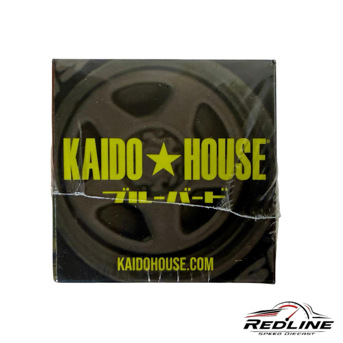 Redline Speed Diecast KAIDO HOUSE Datsun 510 Wagon packaging box with yellow logo and wheel graphic