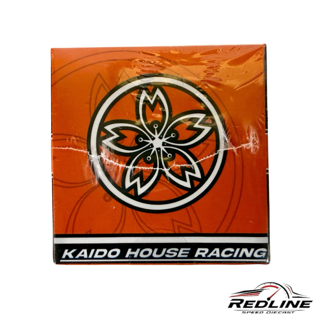 Redline Speed Diecast packaging box for Kaido House Racing featuring a prominent cherry blossom logo on orange