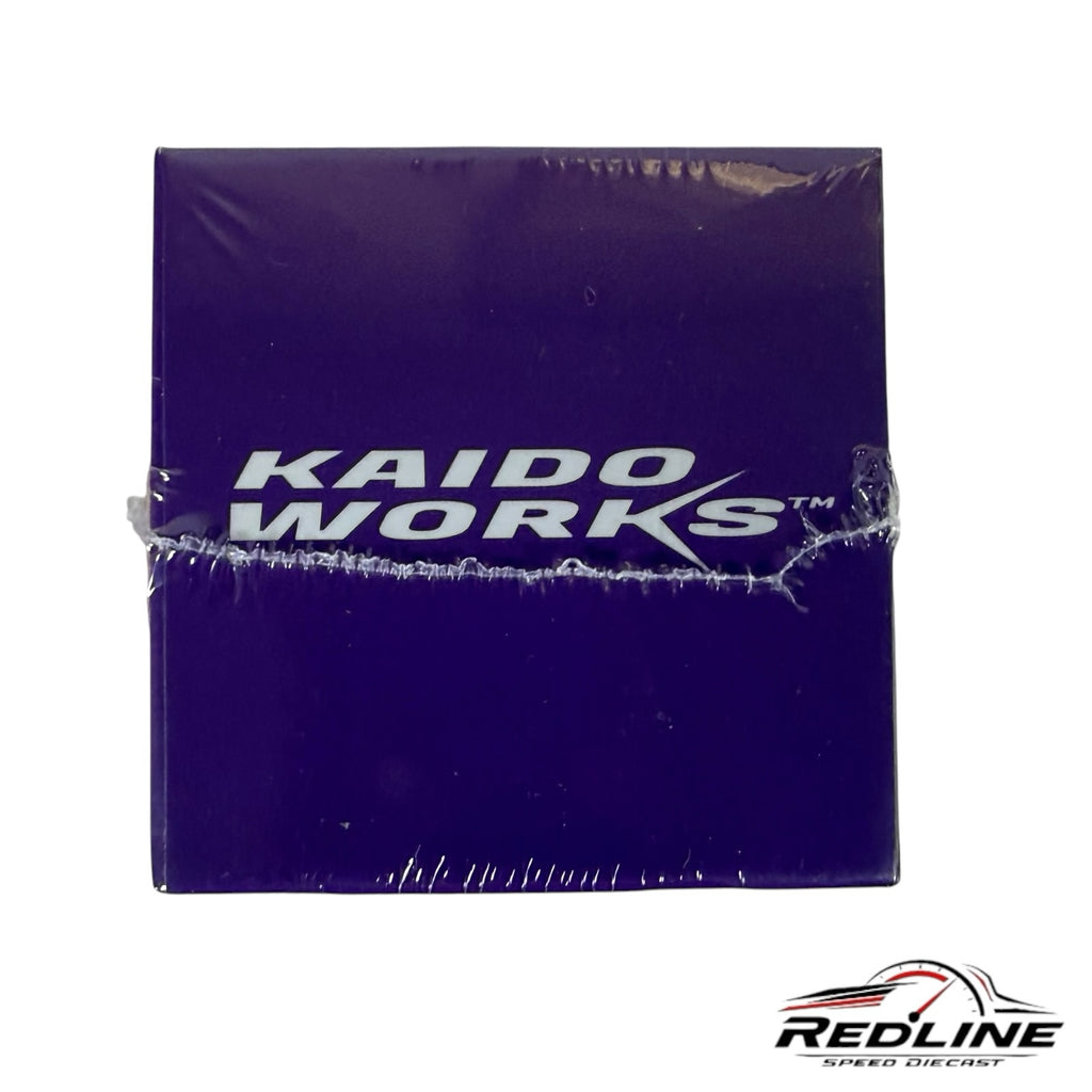 Redline Speed Diecast Kaido Works purple box packaging for Nissan Skyline 1:64 scale model in plastic wrap