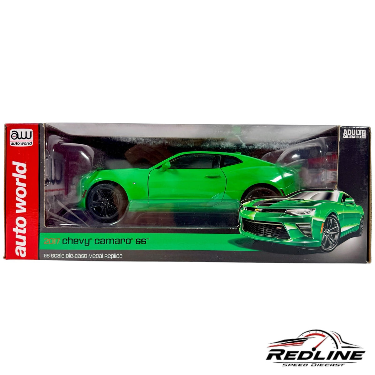 Redline Speed Diecast 1:18 scale Krypton Green 2017 Chevrolet Camaro SS model car in original display box