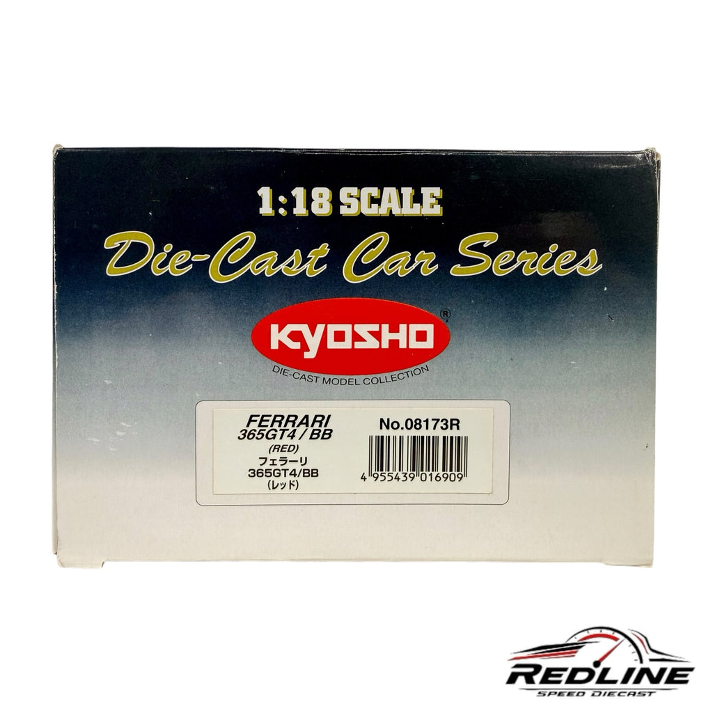 Redline Speed Diecast Kyosho 1:18 scale Ferrari 365 GT4 BB model car display box with product label