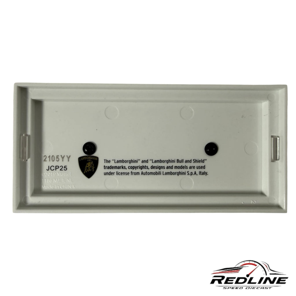 Redline Speed Diecast white display base for Lamborghini Countach model with official branding and licensing text