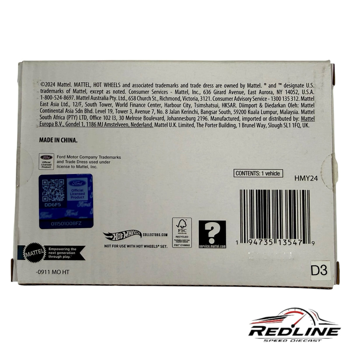 Redline Speed Diecast packaging back view for Hot Wheels 1961 Lincoln Continental collectible car