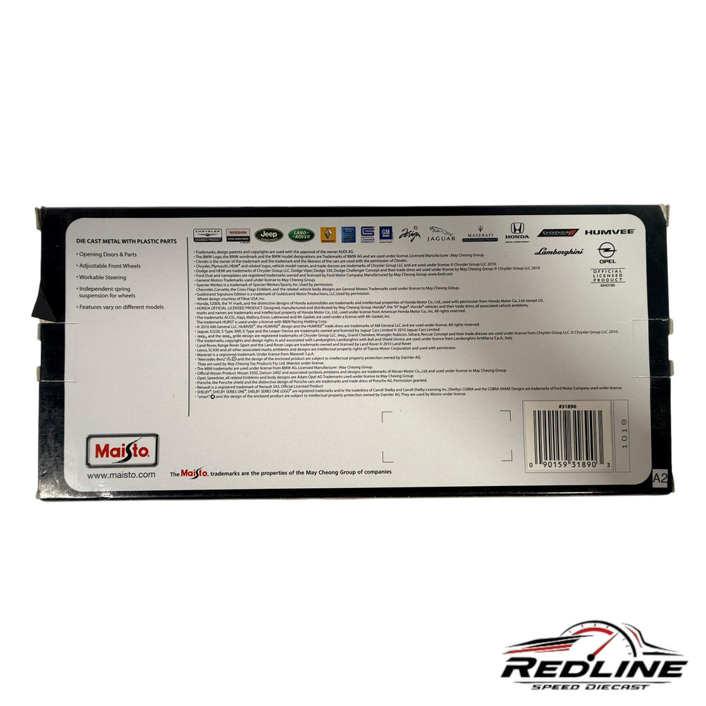 Redline Speed Diecast Maisto Chevrolet Chevelle 1:18 scale model packaging box with official licensing information
