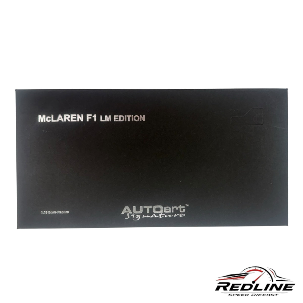 Redline Speed Diecast black packaging box for the AUTOart Signature McLaren F1 LM Edition 1:18 scale model