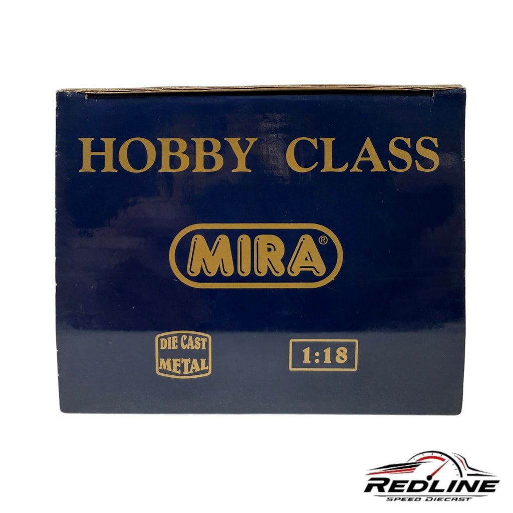 Redline Speed Diecast Mira Hobby Class 1:18 scale die-cast metal model packaging box in dark blue and gold