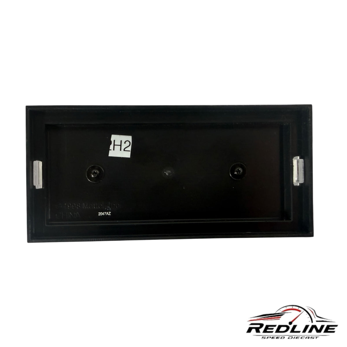 Redline Speed Diecast black plastic display base for 1:64 scale model car with mounting screws and white label