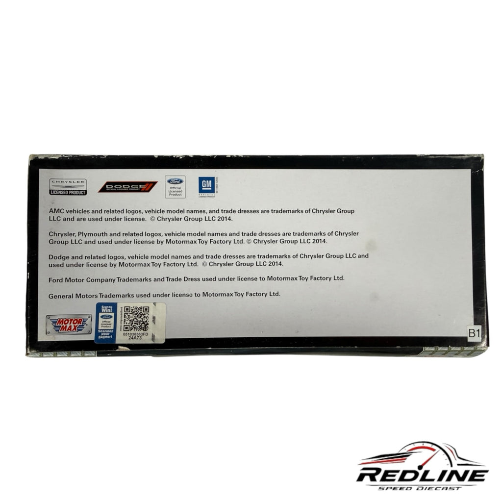 Redline Speed Diecast packaging box back view showing official licensing logos and product information