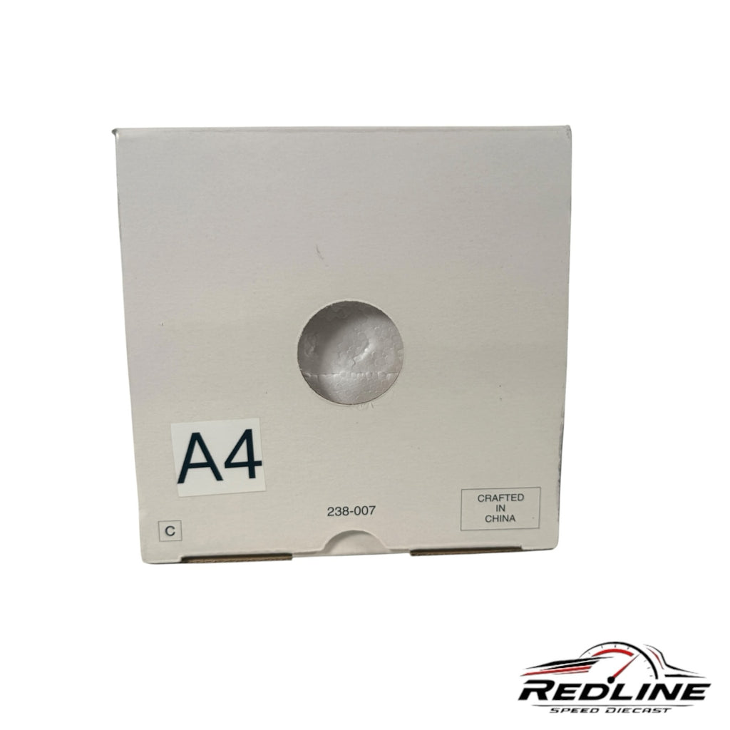 Redline Speed Diecast white cardboard packaging box for a 1957 Chevrolet Pro Street model with A4 label