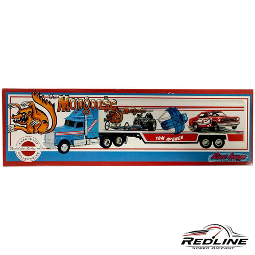 Redline Speed Diecast 1/64 scale The Mongoose racing transporter box featuring Tom McEwen drag racing graphics.