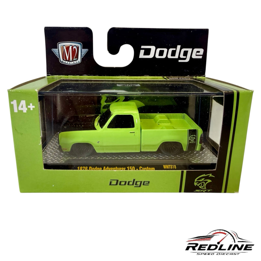Redline Speed Diecast 1:64 scale neon green 1976 Dodge Adventurer 150 custom truck in original display packaging