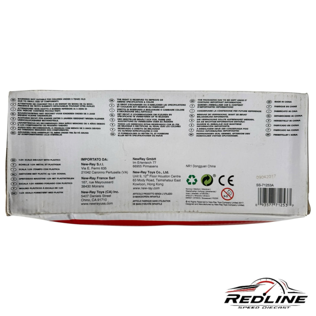 Redline Speed Diecast NewRay 7-Eleven Baja Racer packaging box back view with product information and safety warnings