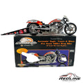 Redline Speed Diecast 1:9 scale Screamin' Eagle Vance & Hines NHRA drag bike model with silver and red racing livery.