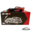 Redline Speed Diecast Nissan Fairlady Z model car in black and red Advan livery with wide-body kit and racing decals.