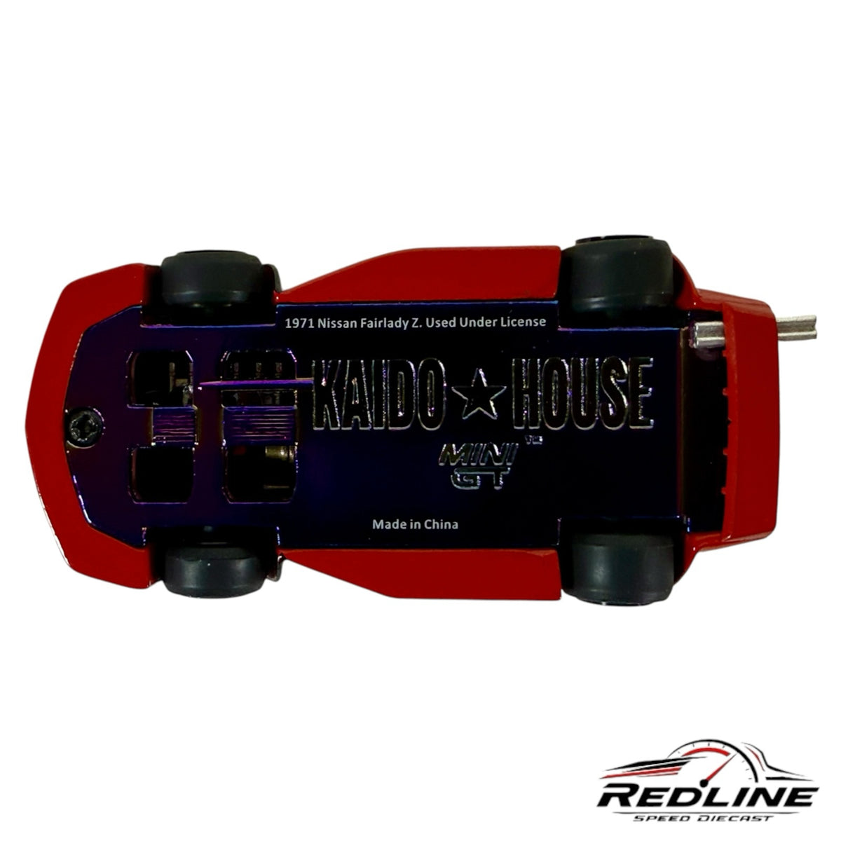 Redline Speed Diecast 1:64 scale Nissan Fairlady Z model car showing the purple metallic chassis and branding
