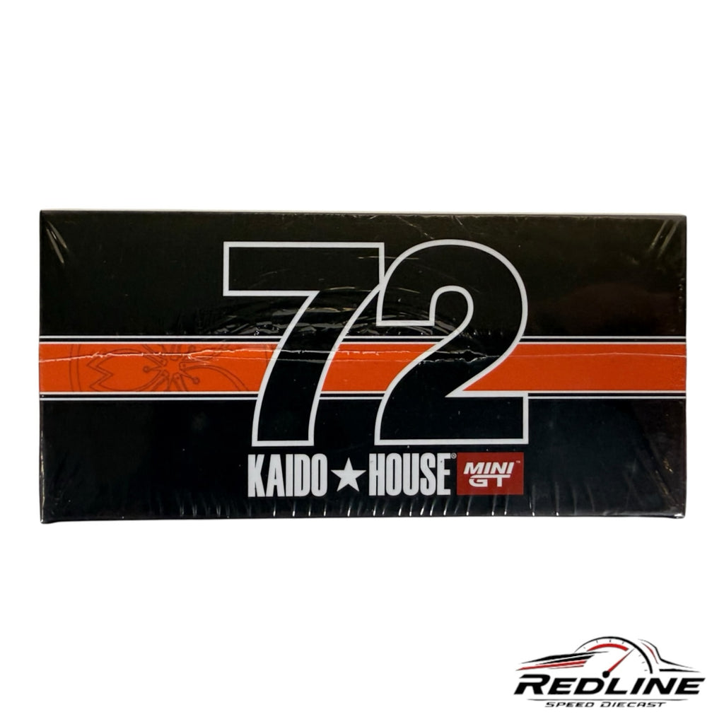 Redline Speed Diecast packaging box for Kaido House Nissan Skyline model featuring number 72 and racing graphics