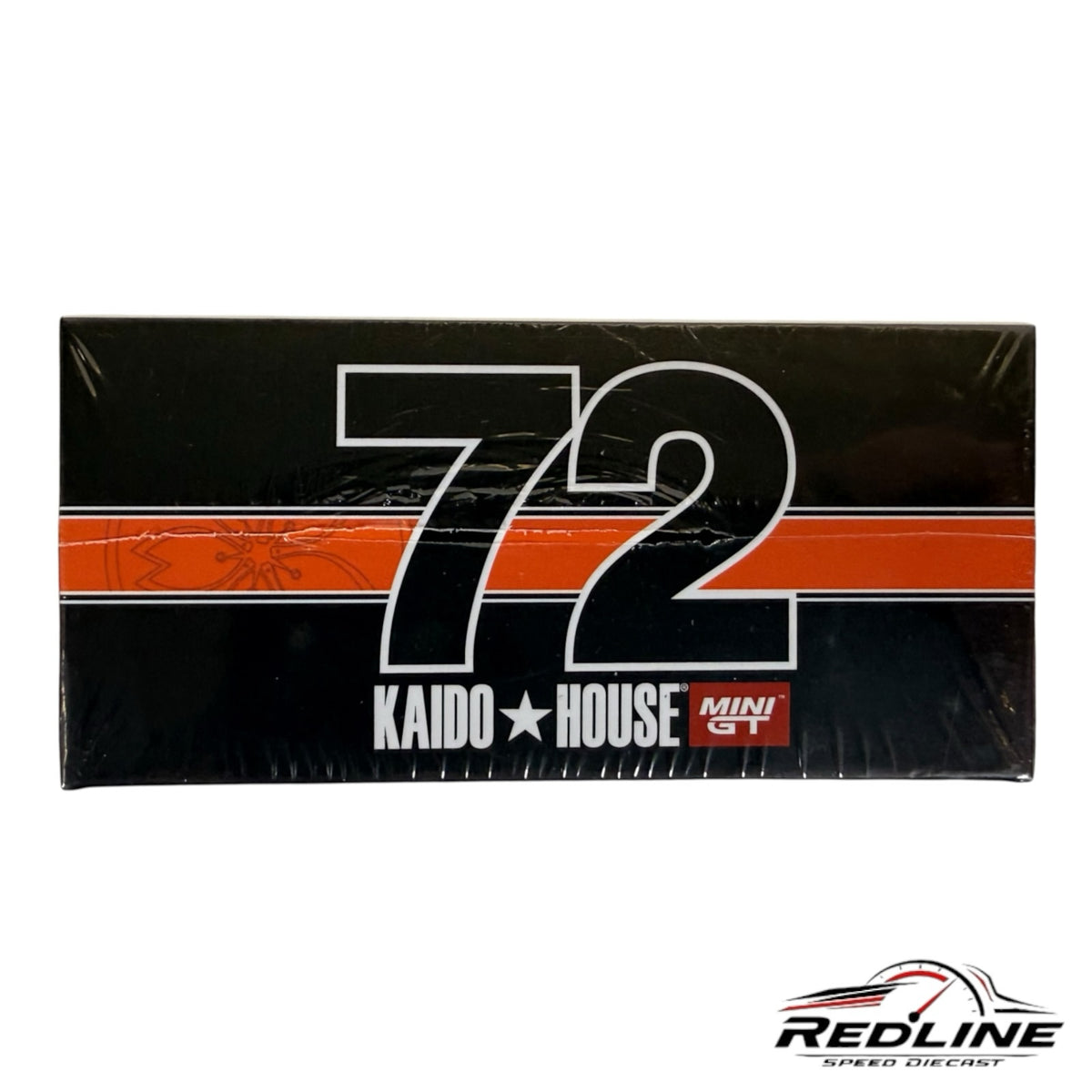 Redline Speed Diecast packaging box for Kaido House Nissan Skyline model featuring number 72 and racing graphics