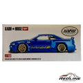 Redline Speed Diecast Kaido House Nissan Skyline GT-R R34 Shinjuku V2 metallic blue model car in original packaging