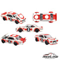 Redline Speed Diecast Nissan Skyline 2000 GT-R model car in white and red with Advan racing livery and opening hood