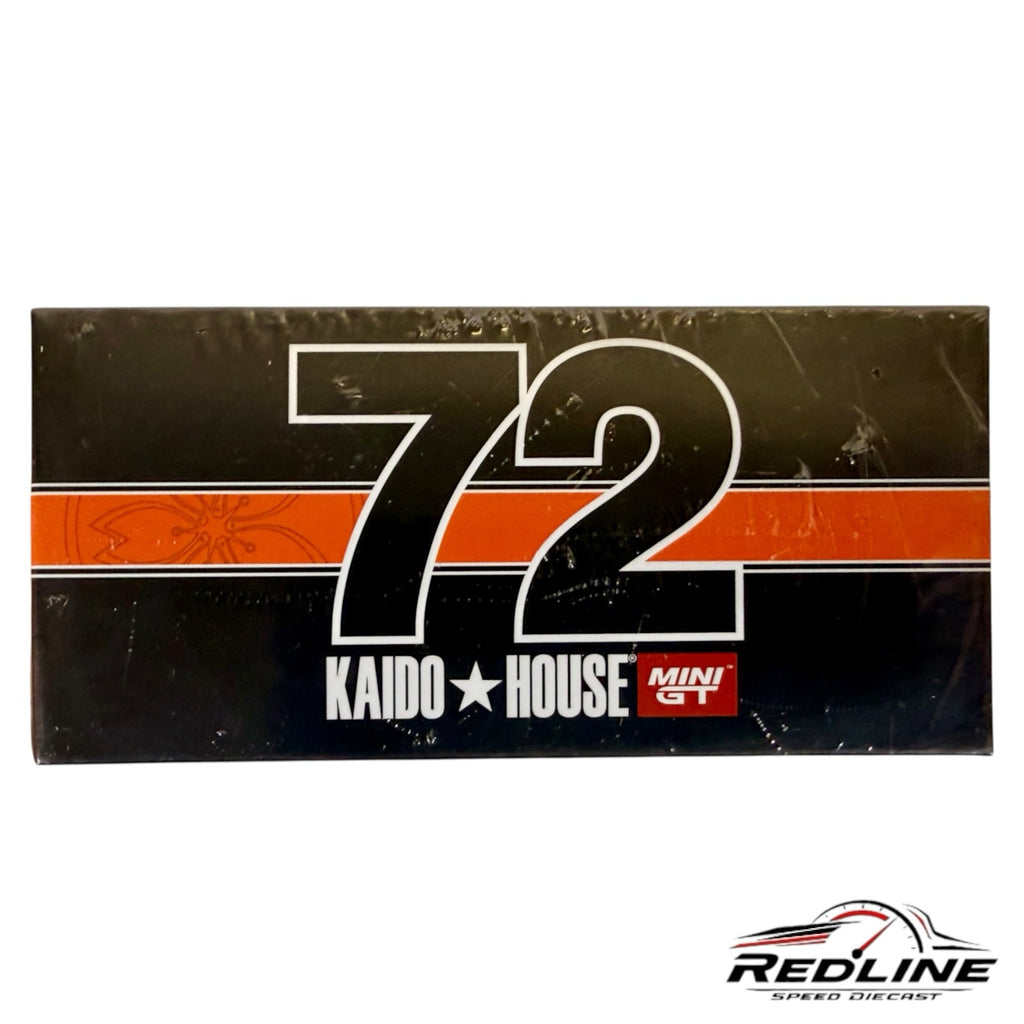 Redline Speed Diecast packaging box for Kaido House Nissan Skyline model featuring number 72 and racing graphics