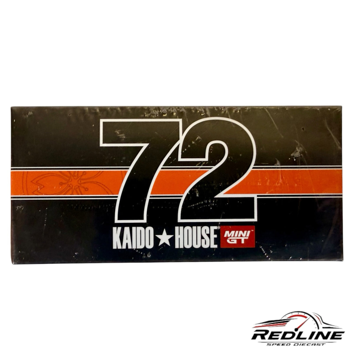 Redline Speed Diecast packaging box for Kaido House Nissan Skyline model featuring number 72 and racing graphics