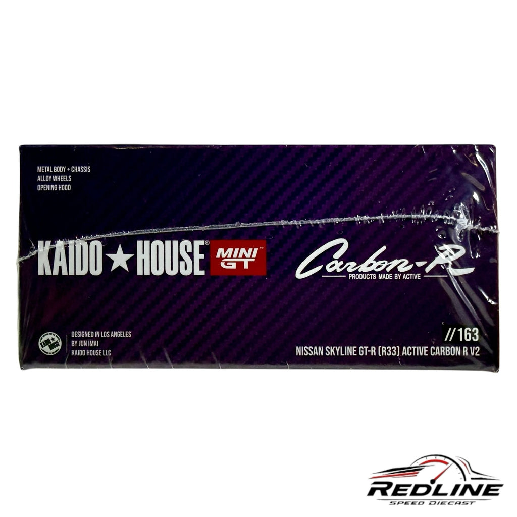Redline Speed Diecast packaging for the Kaido House Nissan Skyline GT-R R33 Active Carbon R V2 1:64 scale model
