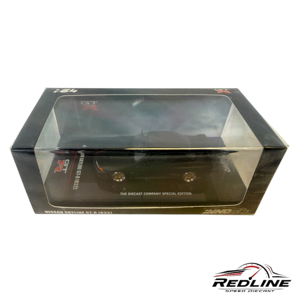 Redline Speed Diecast Inno64 1:64 scale matte black Nissan Skyline GT-R R32 diecast model in display box