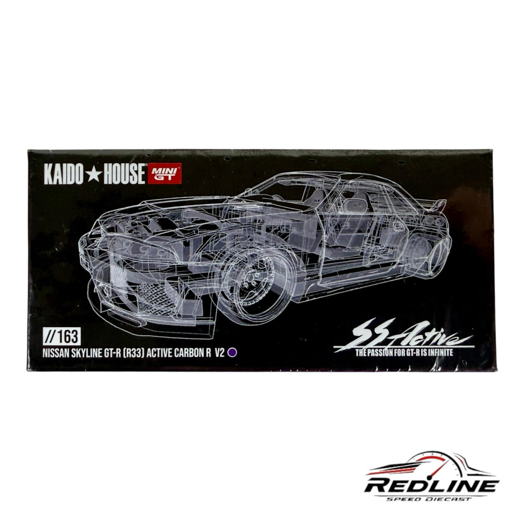 Redline Speed Diecast packaging for the Kaido House Nissan Skyline GT-R R33 Active Carbon R V2 model car