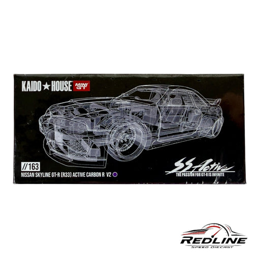 Redline Speed Diecast packaging for the Kaido House Nissan Skyline GT-R R33 Active Carbon R V2 model car