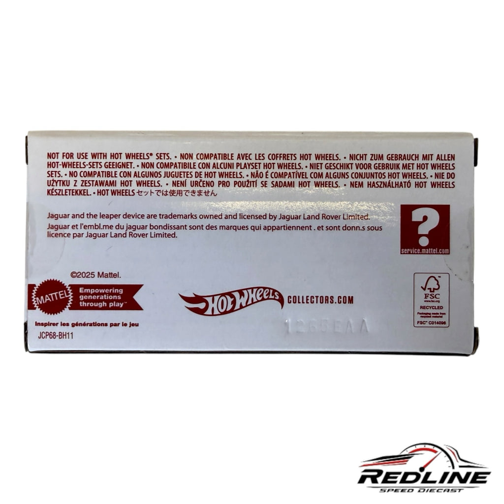 Redline Speed Diecast packaging back view with Hot Wheels branding and multilingual safety information