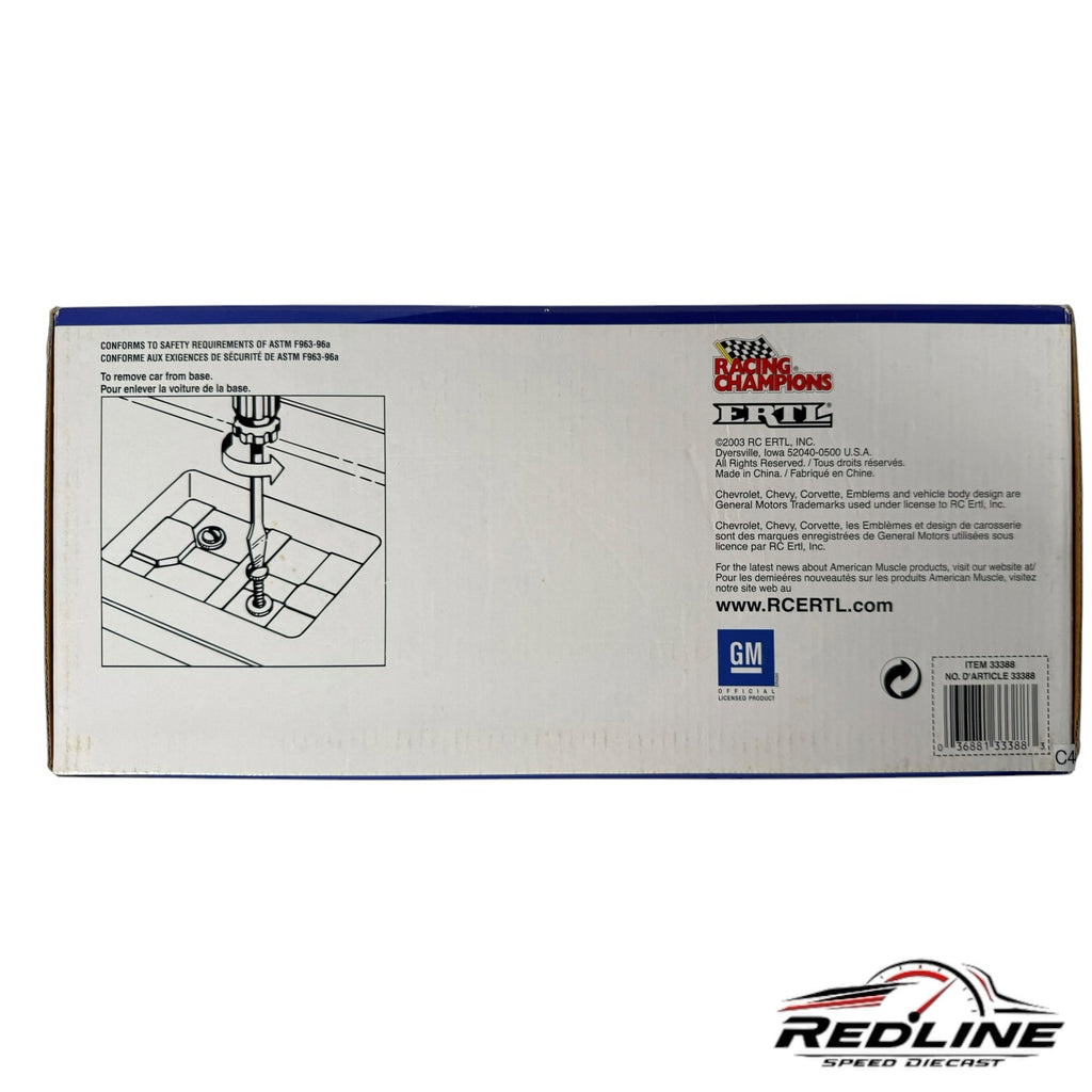 Redline Speed Diecast packaging box bottom showing assembly instructions and Racing Champions Ertl branding