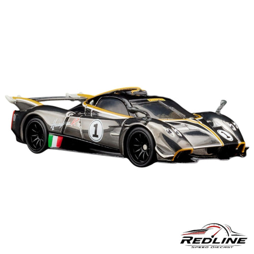 Redline Speed Diecast Pagani Huayra R model car in metallic black with racing livery and Italian flag detailing