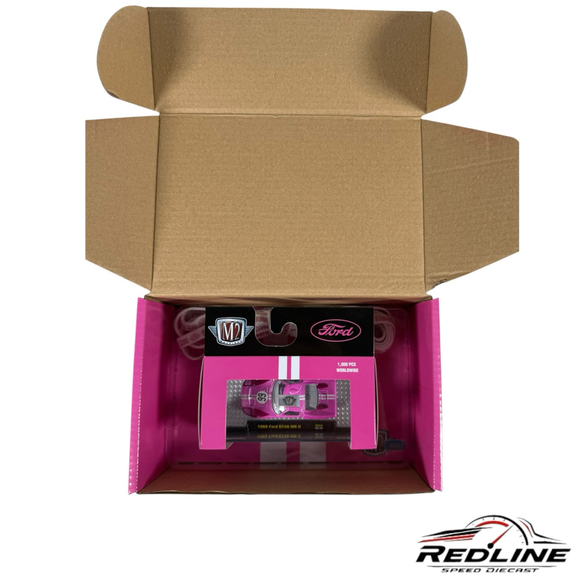 Redline Speed Diecast 1:64 scale pink 1966 Ford GT40 MK II racing car in its original collector display box