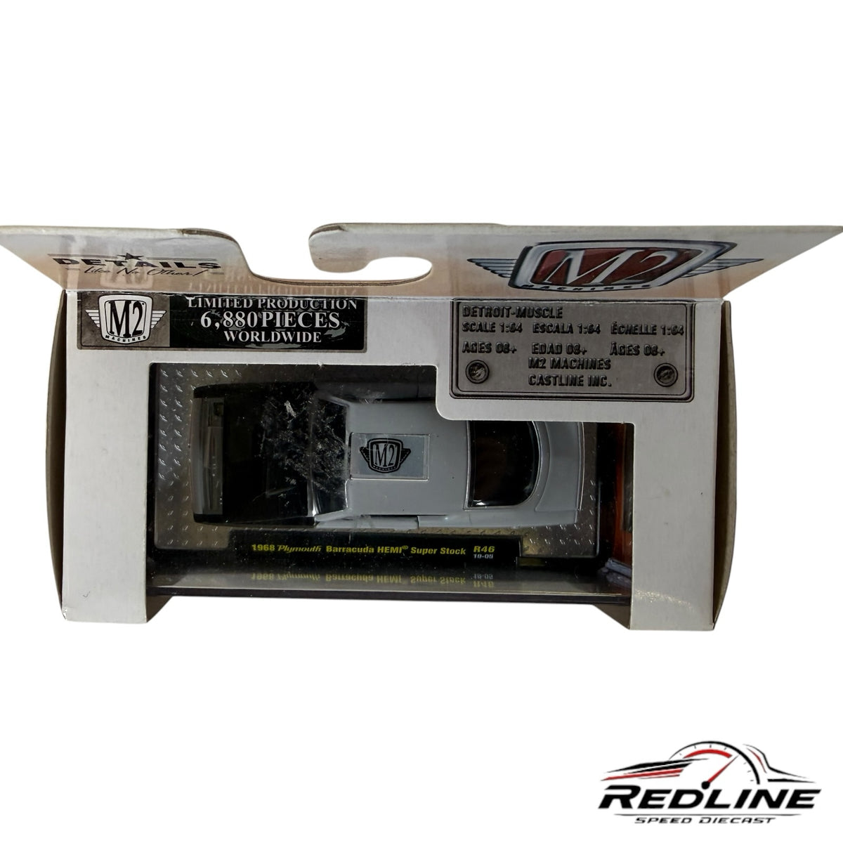 Redline Speed Diecast 1:64 scale 1968 Plymouth Barracuda HEMI Super Stock in original blister pack packaging