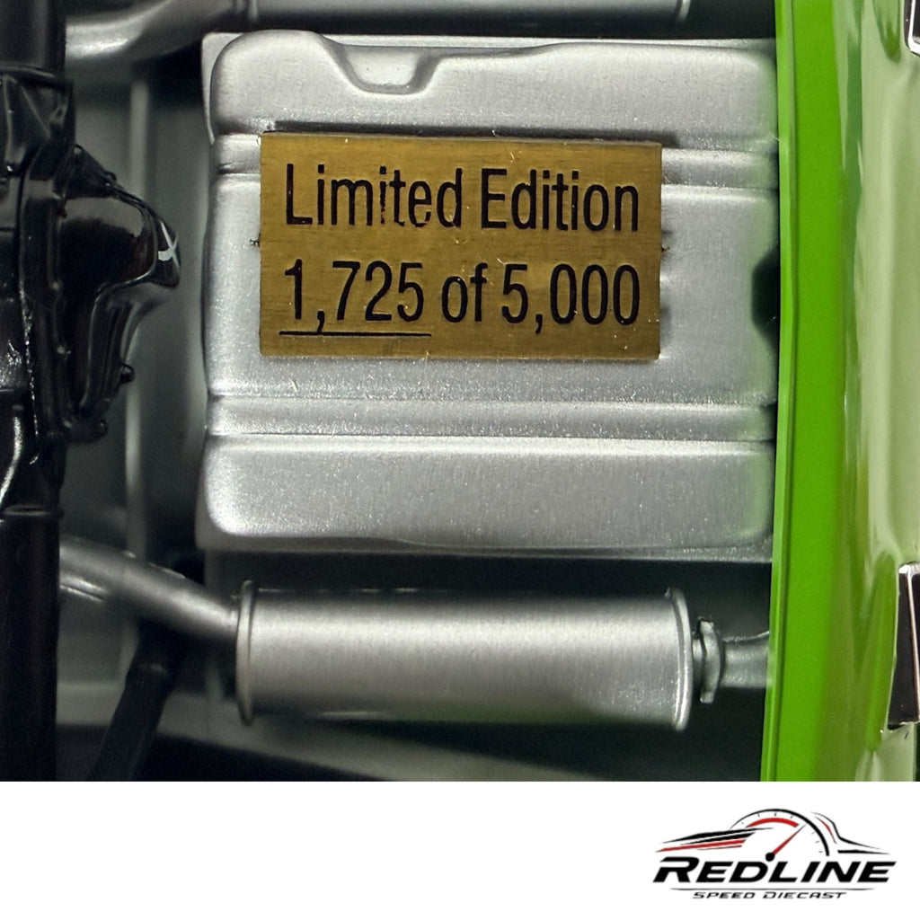 Redline Speed Diecast 1970 Plymouth Cuda limited edition brass plaque showing number 1,725 of 5,000 produced