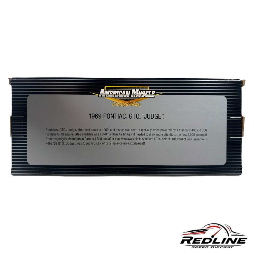 Redline Speed Diecast packaging box for the 1969 Pontiac GTO Judge American Muscle series model