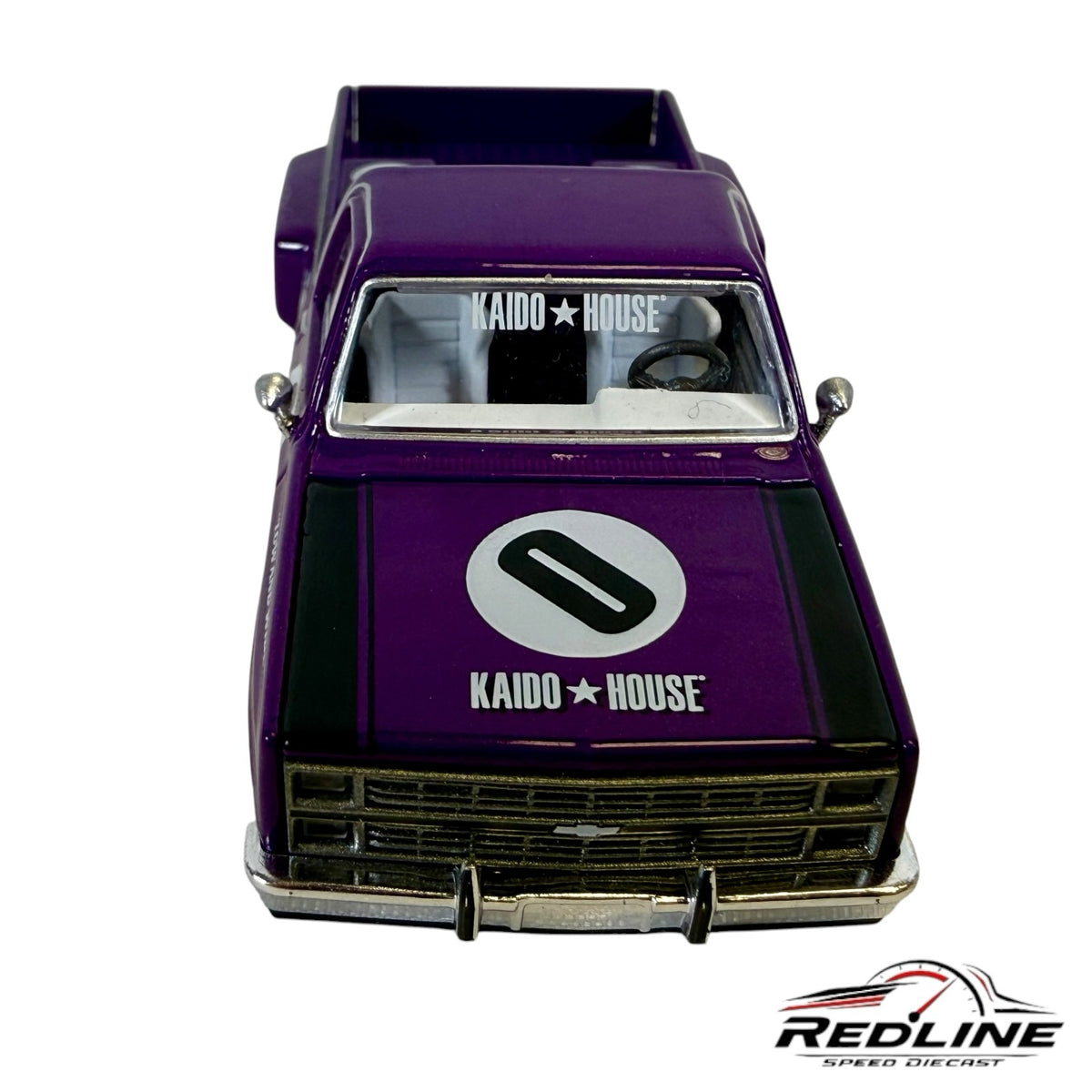 Redline Speed Diecast 1:64 scale purple Chevrolet Silverado Dually model truck with racing livery and Kaido House logo