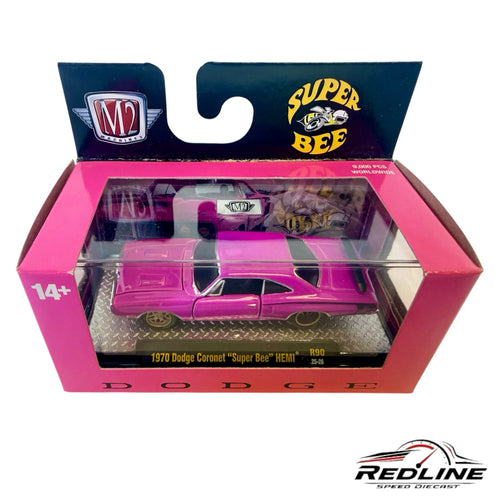 Redline Speed Diecast 1970 Dodge Coronet Super Bee HEMI in purple, 1:64 scale model in collector packaging.