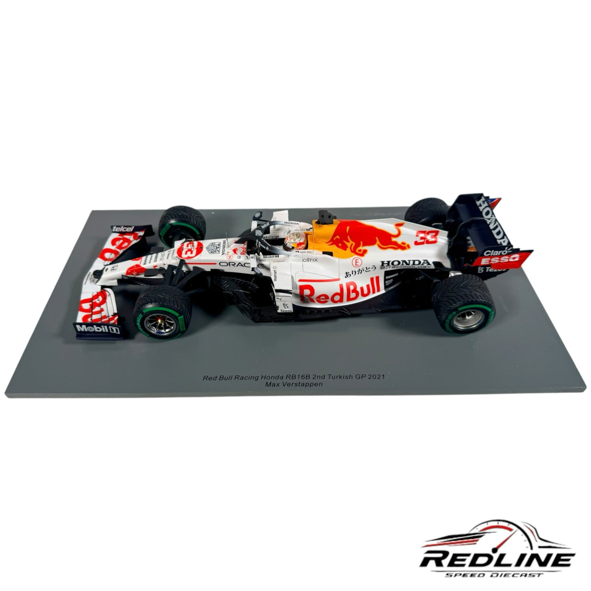 Redline Speed Diecast 1:18 scale model of the white and red Red Bull Racing Honda RB16B from the 2021 Turkish GP.