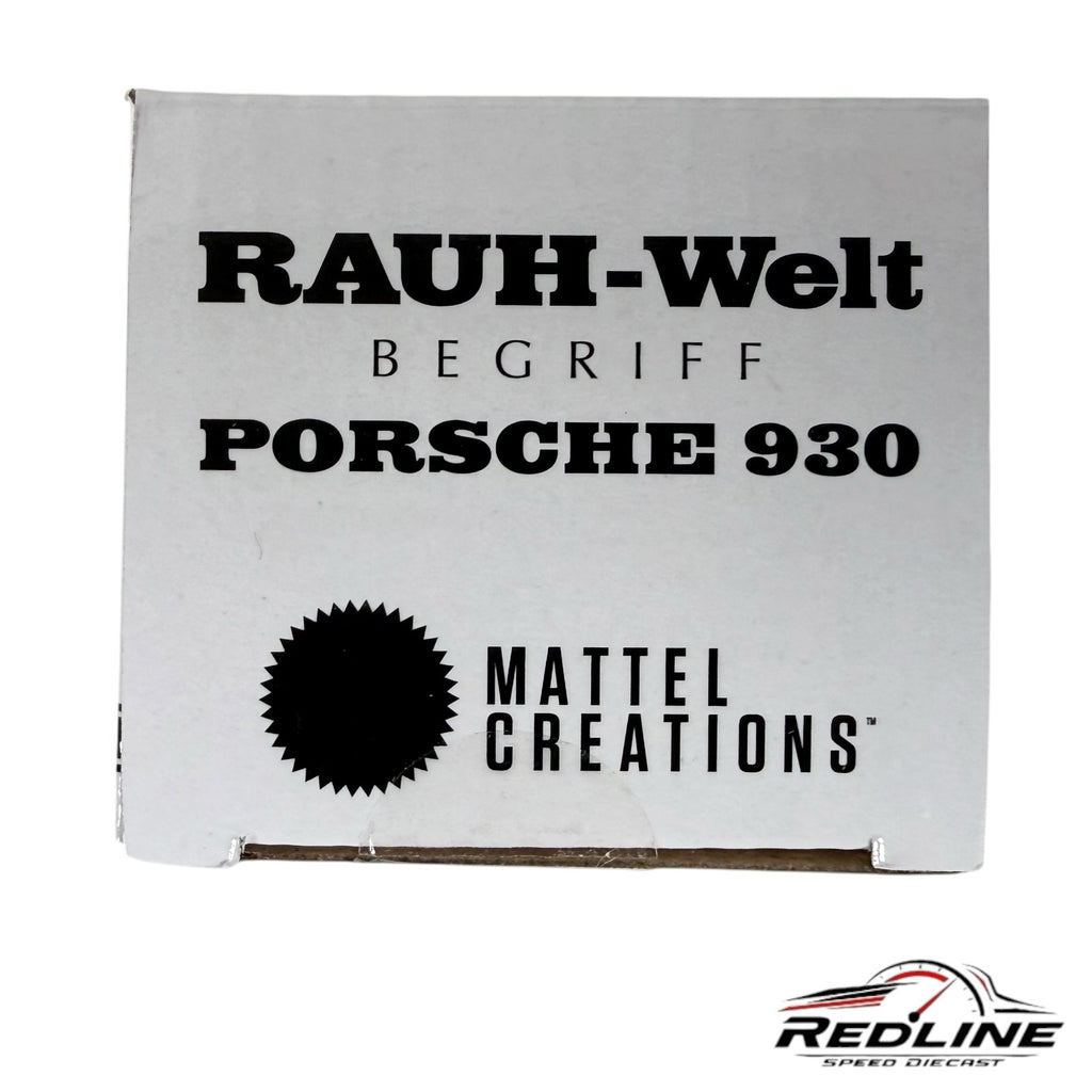 Redline Speed Diecast white collector box for Hot Wheels RWB Porsche 930 featuring black Rauh-Welt Begriff branding