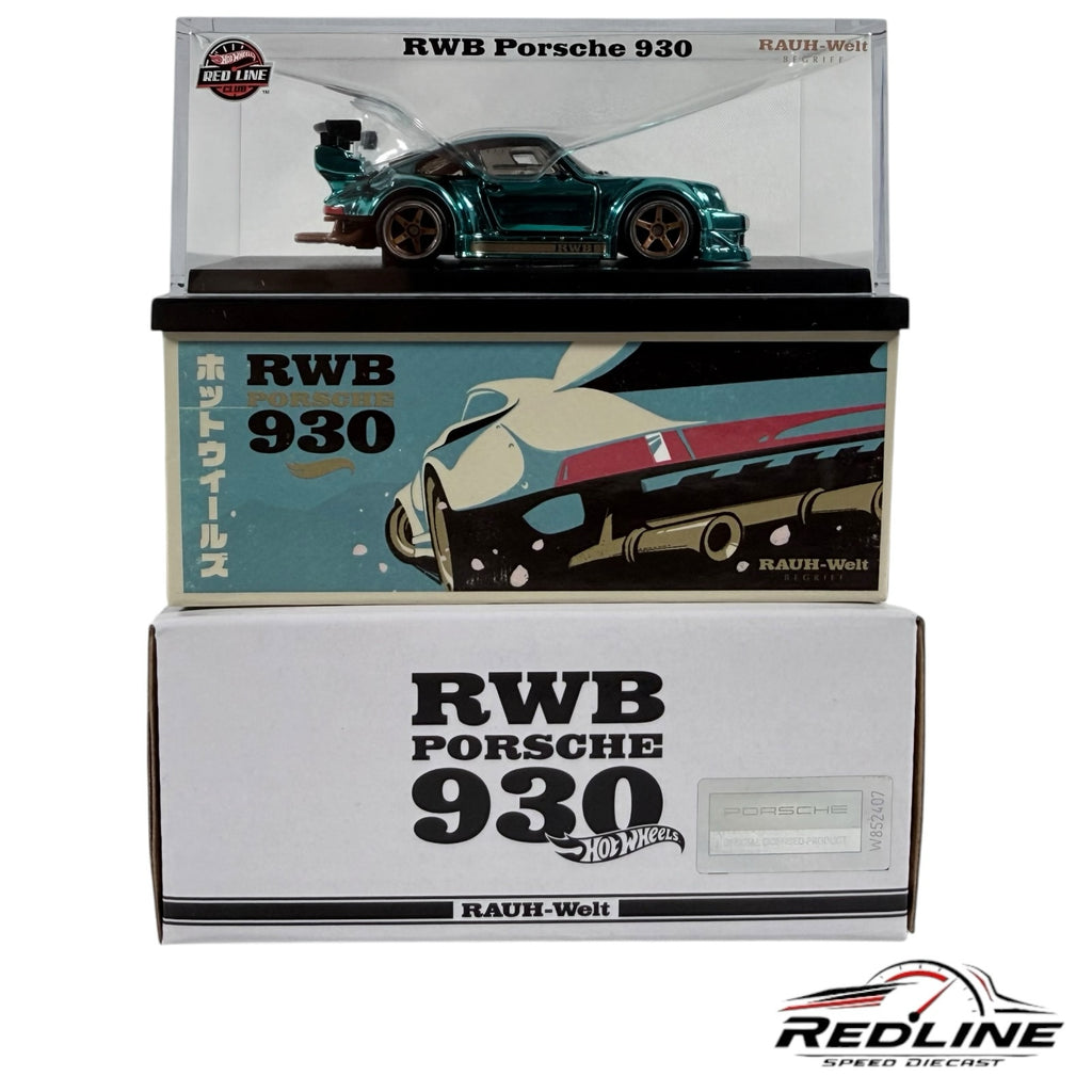 Redline Speed Diecast Hot Wheels RWB Porsche 930 in teal Spectraflame paint with display case and collector box