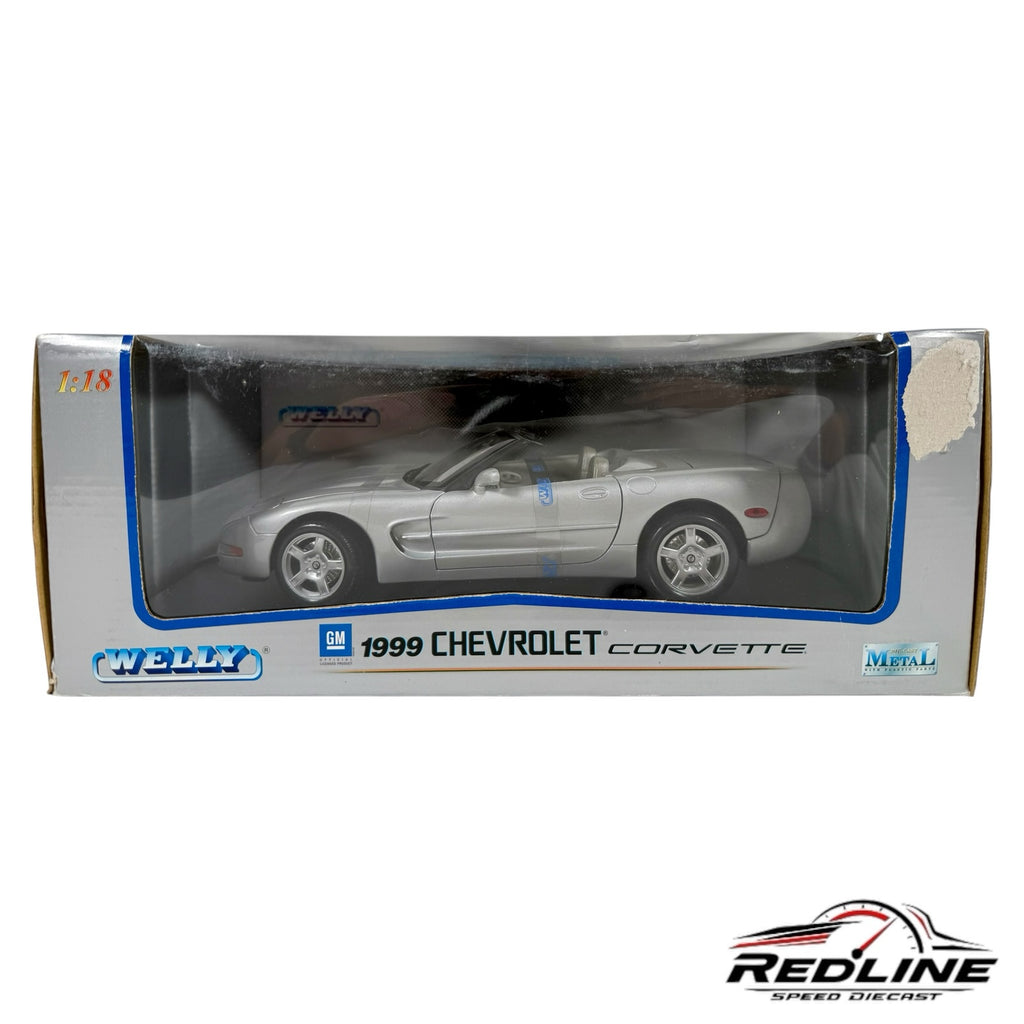 Redline Speed Diecast 1:18 scale silver 1999 Chevrolet Corvette convertible model car in original display box