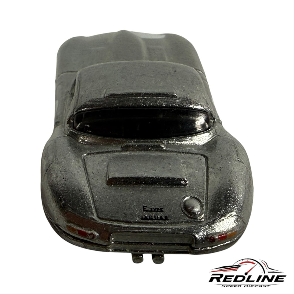 Redline Speed Diecast silver Jaguar Lightweight E-Type model car, rear view showing metallic finish and detailing.