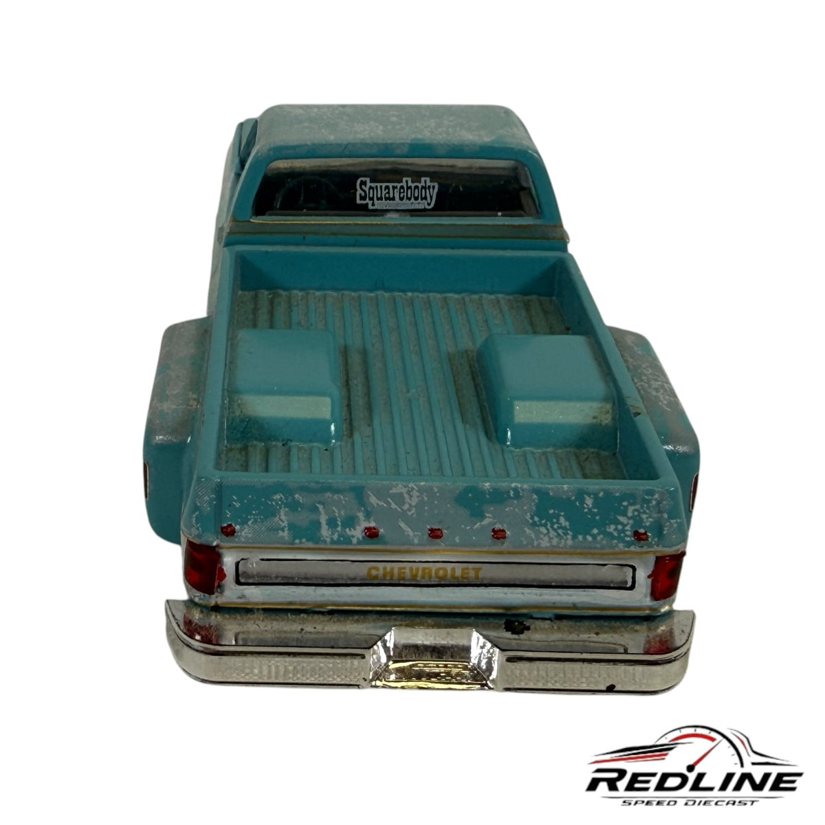 Redline Speed Diecast 1978 Chevrolet pickup truck model in distressed teal with a squarebody truck bed design