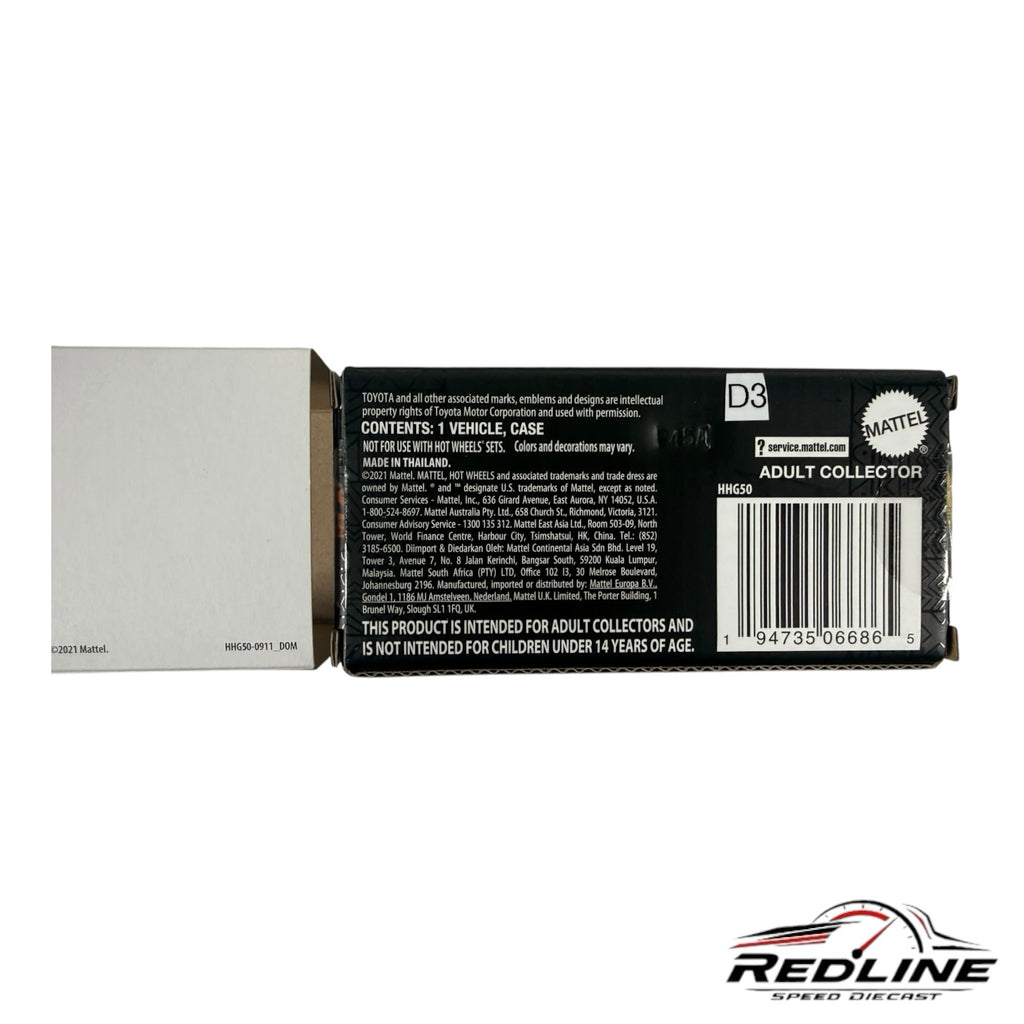 Redline Speed Diecast Hot Wheels Toyota Pickup packaging back with barcode and product information details