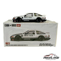 Redline Speed Diecast KAIDO HOUSE Toyota Sprinter Trueno AE86 diecast model in white and black with Advan racing decals