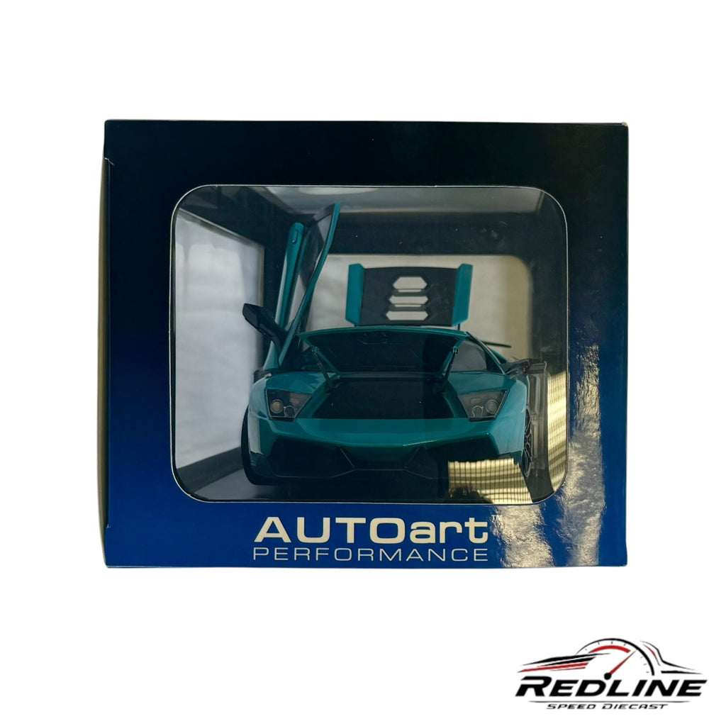 Redline Speed Diecast AUTOart 1:18 scale turquoise Lamborghini Murcielago LP670-4 SV model car in display box